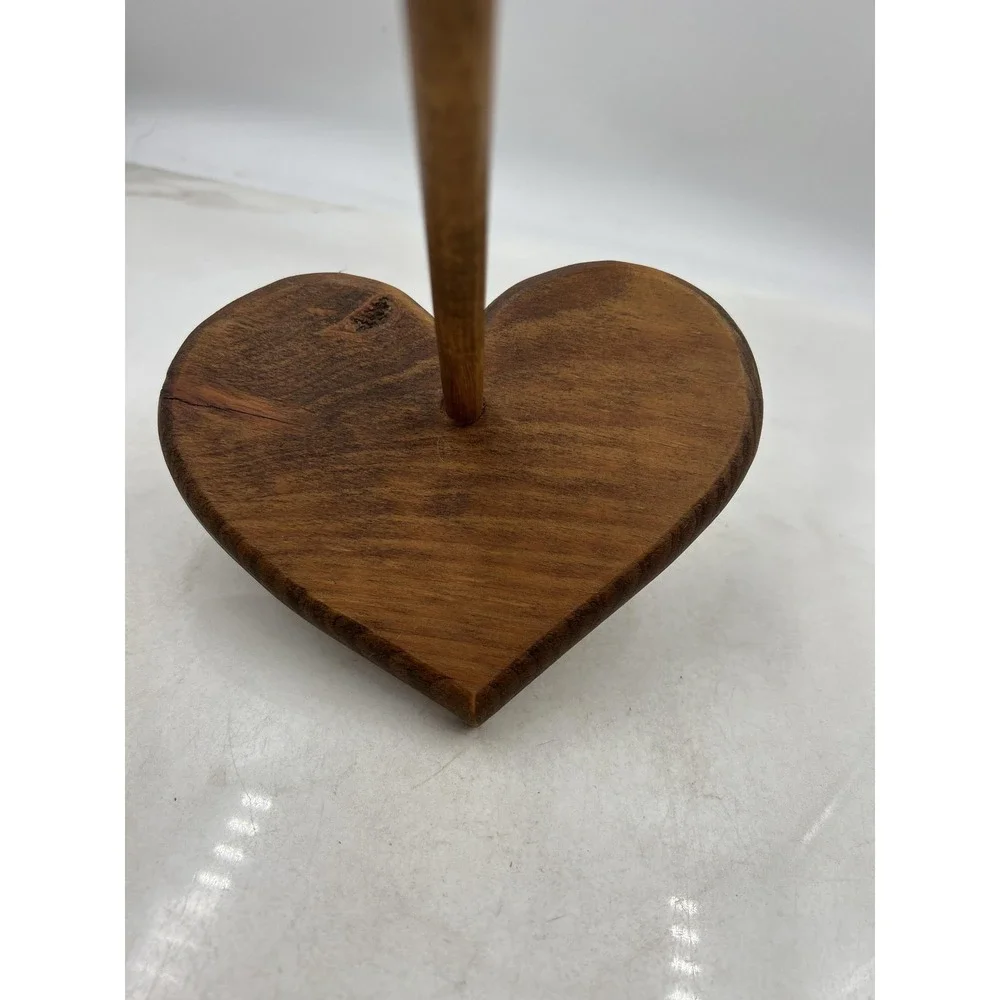 Handmade Wooden Heart Jewelry Display Stand Holder Rustic Decor 12 Inch Tall